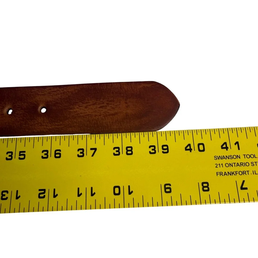 American Bison Cognac Leather Belt Rugged Americana Western Heritage Size 32‎